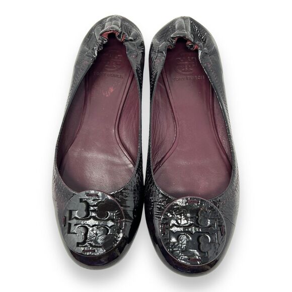 Tory Burch Reva Plum Burgundy Patent Leather Ballet Flats Women’s 8.5 - Picture 1 of 12